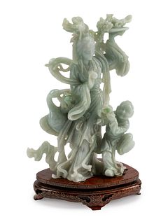 A Chinese Carved Hardstone Figural Group