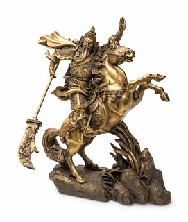 A Japanese Export Gilt Bronze Figure of a Warrior