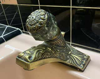 Art Deco Sink Faucet in Solid Brass and Glass