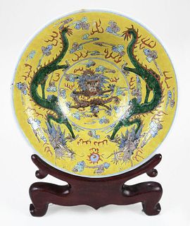 Chinese Dragon Bowl on Yellow Ground