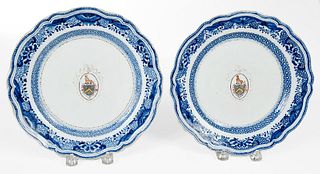 Pair Chinese Export "Fitzhugh" Armorial Plates