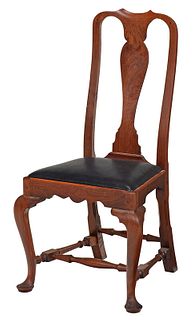 Queen Anne Style Figured Walnut Side Chair