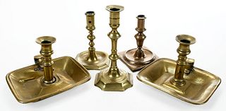 Five Brass Candlesticks