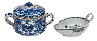 Delft Blue and White Lidded Jar, Sauce Boat