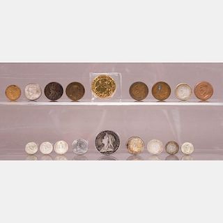 A Collection of Eighteen World Coins, 20th Century.