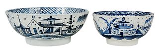 Two British Blue and White Pearlware Bowls