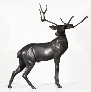 Large Cast Metal Figure of a Stag