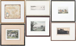 Six Framed, Sporting, Outdoor Scenes, Map