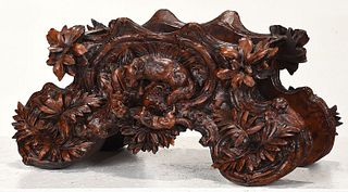 Black Forest Style Carved Wood Planter