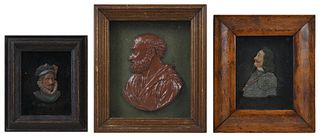 Group of Three Framed Wax Profile Portraits