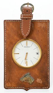 Jaeger LeCoultre Leather and Brass Mounted Clock