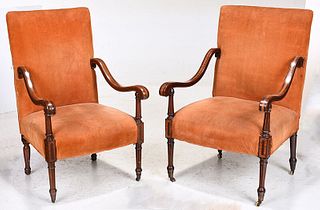 Pair of Regency or Regency Style Open Armchairs