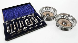 Silver Plate Wine Coasters and Asparagus Servers