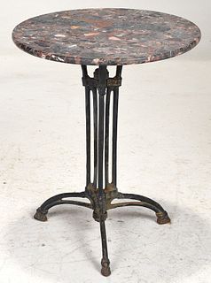 Victorian Marble Top Cast Iron Side Table