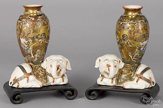 Pair of Japanese Satsuma vases, ca. 1900, with