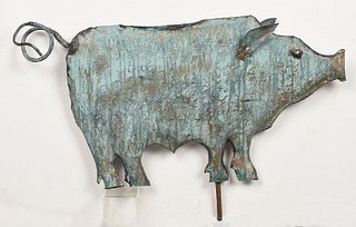 American Copper Pig Weathervane on Stand
