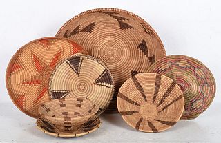 Seven Native American Coiled Baskets 