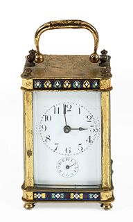 Aesthetic Movement Enameled Brass Carriage Clock