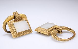 A PAIR OF 19TH CENTURY CHINESE GILT-METAL BUCKLES, each wit