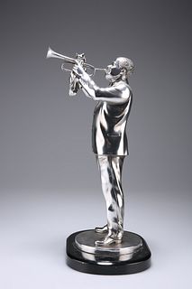 A WHITE-METAL MODEL OF THE AMERICAN TRUMPETER LOUIS ARMSTRO