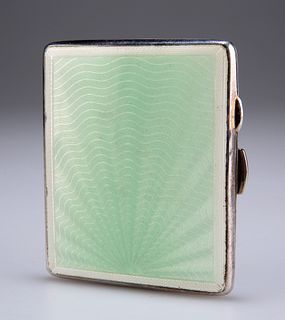 AN ENAMEL AND SILVER PLATE CIGARETTE CASE, by J G Ltd, the 