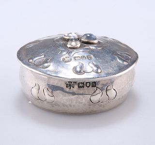 AN ARTS AND CRAFTS SILVER AND JEWELLED BOX, by George Laure