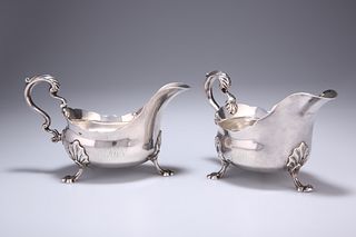 A PAIR OF GEORGE II SILVER SAUCEBOATS, by Isaac Cookson, Ne