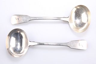 A PAIR OF GEORGE IV SILVER SAUCE LADLES, by William Eley & 