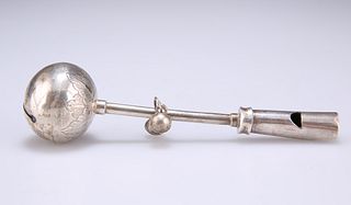 A CHINESE EXPORT SILVER BABY'S RATTLE, LATE 19TH CENTURY, m