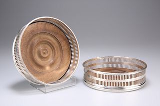 A PAIR OF GEORGE III SILVER WINE COASTERS, by John Hampston