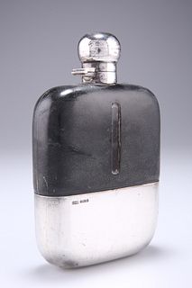 A GEORGE V SILVER MOUNTED HIP FLASK, by James Dixon & Sons 