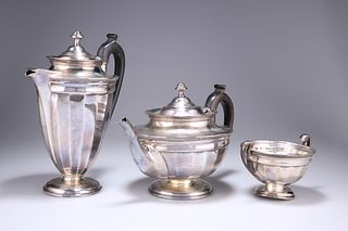 A GEORGE V SILVER THREE-PIECE TEA SERVICE, by Roberts & Bel