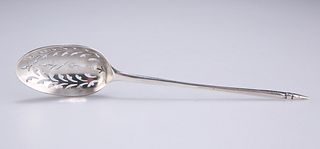 A GEORGIAN SILVER MOTE SPOON, by Hester Bateman, of typical