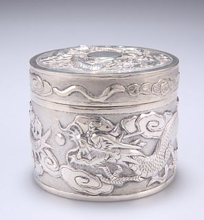 A CHINESE EXPORT SILVER BOX AND COVER, by Sing Fat, Canton,