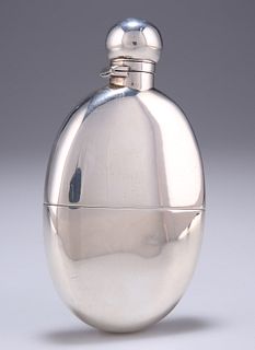 A LATE VICTORIAN SILVER HIP FLASK, by Frederick Bradford Mc