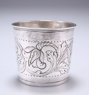 A SILVER BEAKER, possibly Norwegian, dated 1763?, tapering 