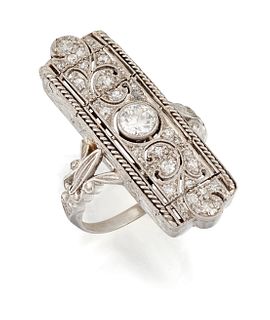 A DIAMOND RING, an old-cut diamond in a milgrain setting wi