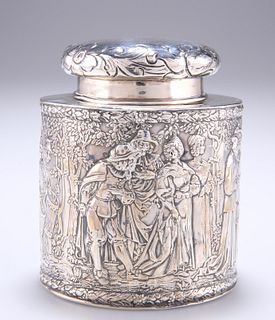 A GERMAN EXPORT SILVER TEA CANNISTER AND COVER, by Berthold