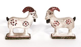 Pair Chalkware Goats