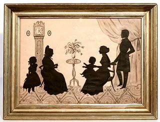 Fine Family Group Watercolor Silhouette