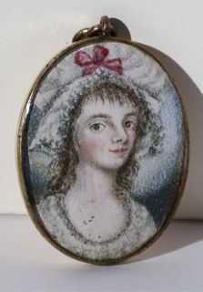 Fine Early Miniature Pendant Portrait of a Maiden