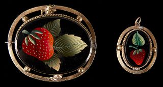 19th Century Strawberry Pin & Pendant