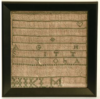 Small American Needlework Sampler dated 1762