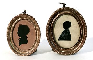 Two Portrait Miniature Silhouettes of Children