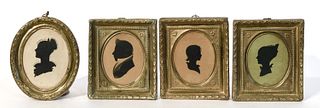 4 American Portrait Miniature Silhouettes