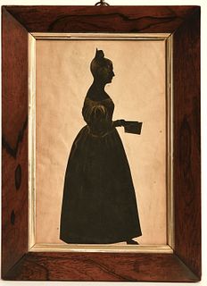 Standing Silhouette of a Woman with Book