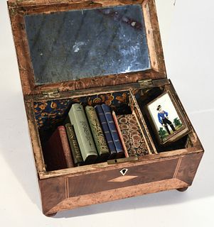 Lot of Miniature Books in a Period Writing Box