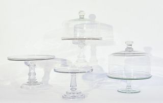 Four Antique Cake Stands Two with Lids