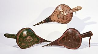 Three Painted Turtle-Back Fireplace Bellows