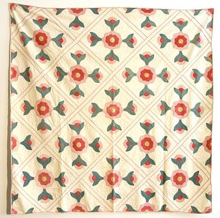 Pink and Green Tulip Quilt